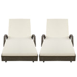 Gardeon 2PC Sun Lounge Wicker Lounger Outdoor Furniture Beach Chair Adjustable Cushion Grey&Beige