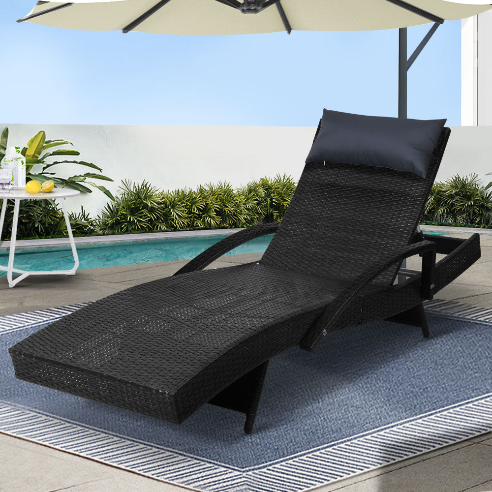 Arm Chairs & Recliners: Gardeon Sun Lounge Wicker Lounger Outdoor Furniture Beach Chair Armrest Adjustable Black