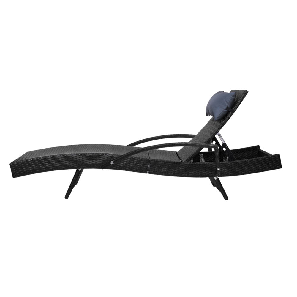 Arm Chairs & Recliners: Gardeon Sun Lounge Wicker Lounger Outdoor Furniture Beach Chair Armrest Adjustable Black