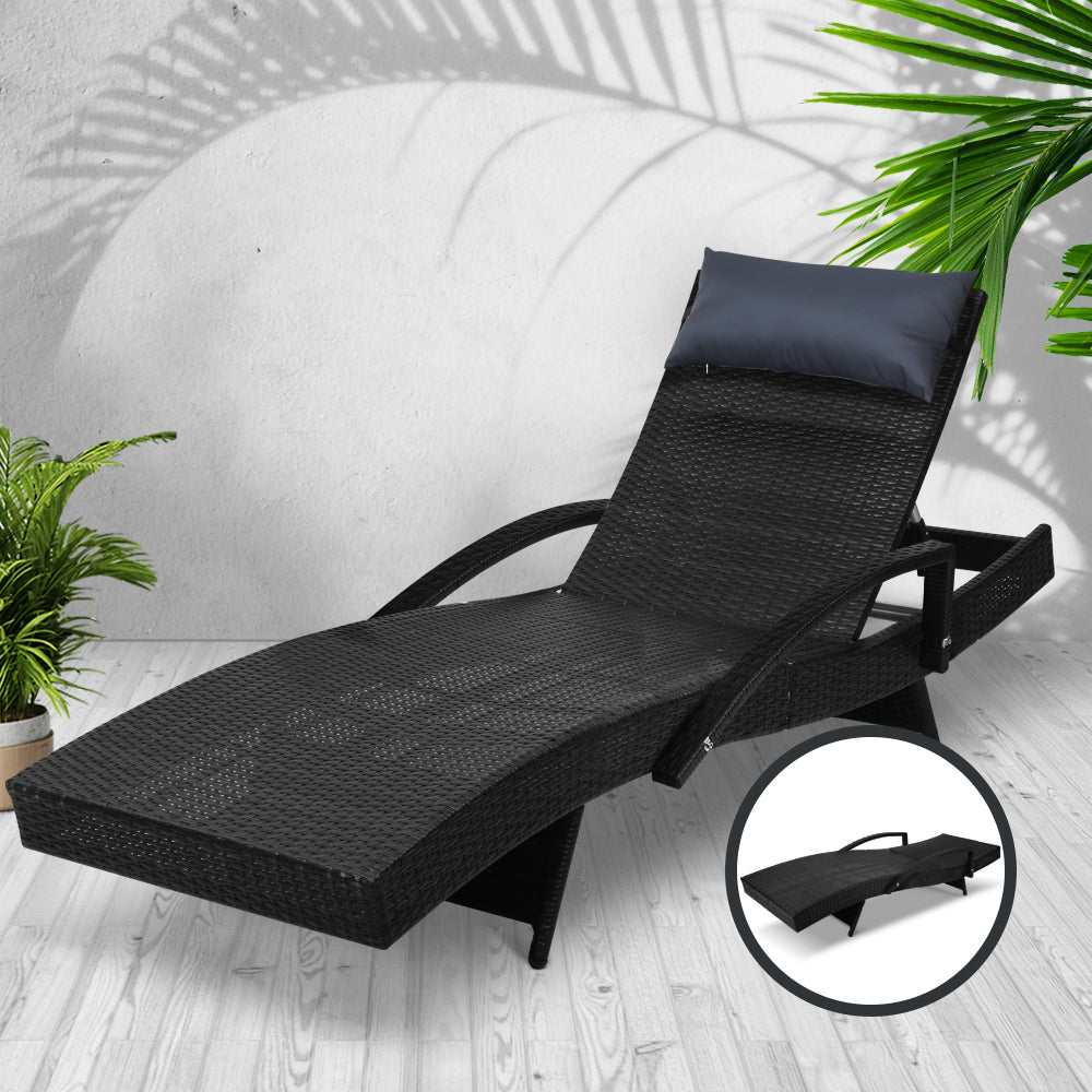 Arm Chairs & Recliners: Gardeon Sun Lounge Wicker Lounger Outdoor Furniture Beach Chair Armrest Adjustable Black