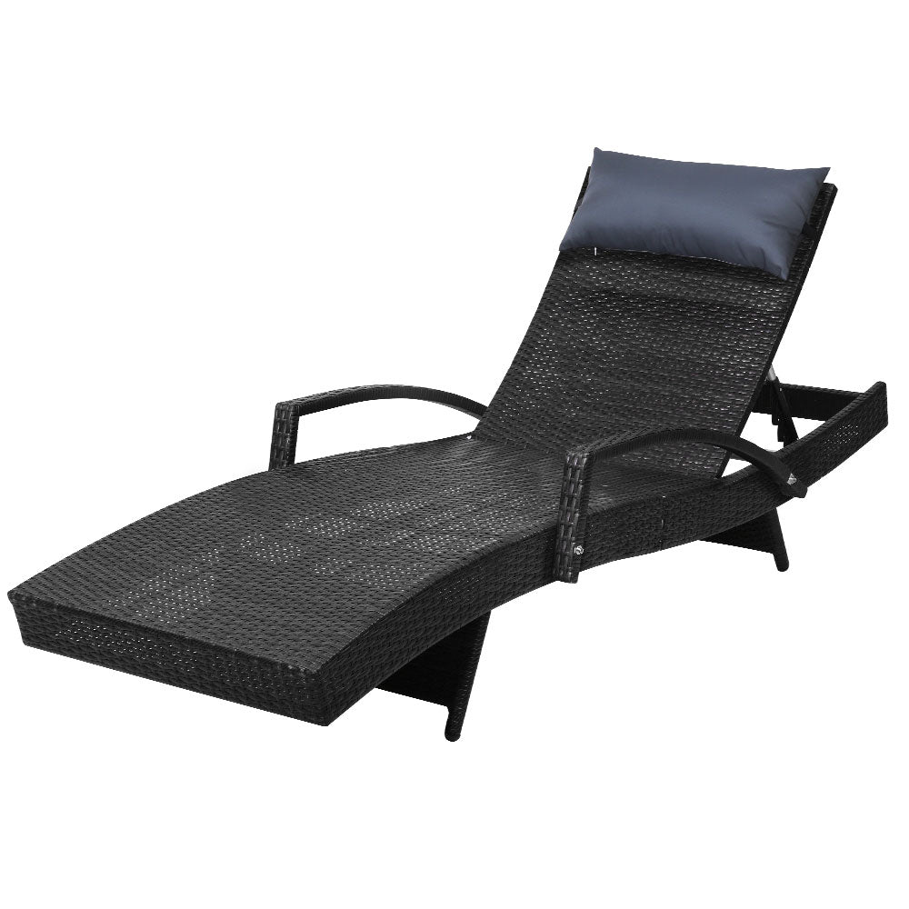 Arm Chairs & Recliners: Gardeon Sun Lounge Wicker Lounger Outdoor Furniture Beach Chair Armrest Adjustable Black