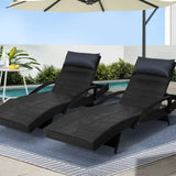 Arm Chairs & Recliners: Gardeon 2x Sun Lounge Wicker Lounger Outdoor Furniture Beach Chair Armrest Adjustable Black