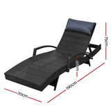 Arm Chairs & Recliners: Gardeon 2x Sun Lounge Wicker Lounger Outdoor Furniture Beach Chair Armrest Adjustable Black