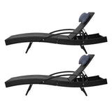 Arm Chairs & Recliners: Gardeon 2x Sun Lounge Wicker Lounger Outdoor Furniture Beach Chair Armrest Adjustable Black