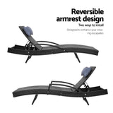 Arm Chairs & Recliners: Gardeon 2x Sun Lounge Wicker Lounger Outdoor Furniture Beach Chair Armrest Adjustable Black