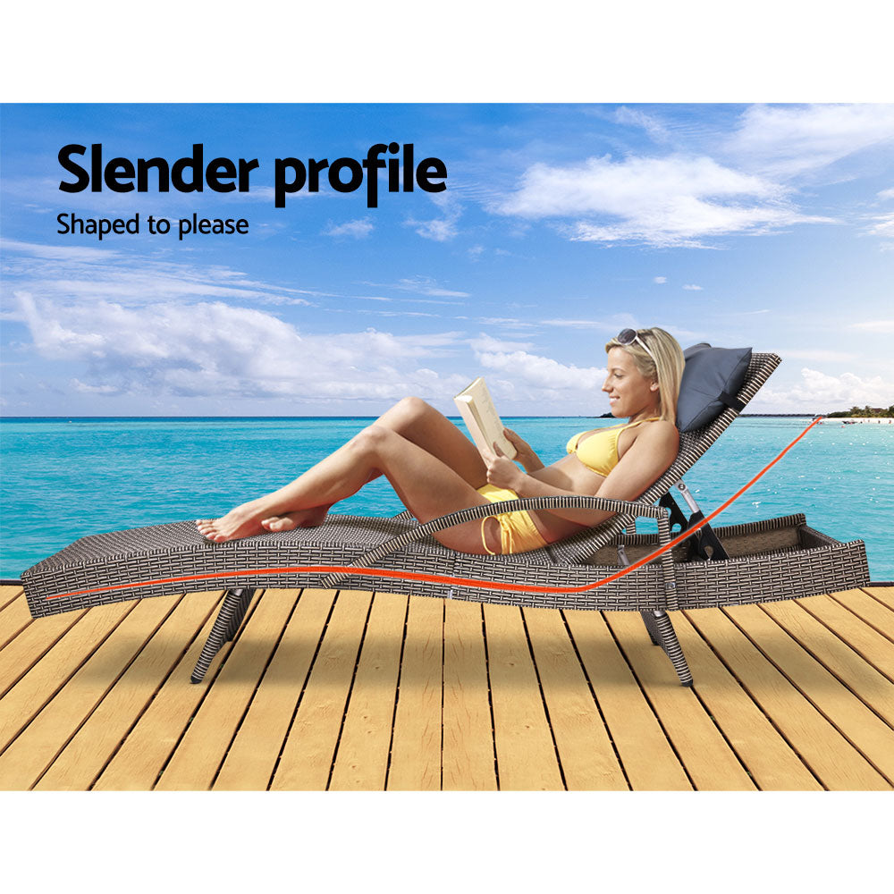 Arm Chairs & Recliners: Gardeon Sun Lounge Wicker Lounger Outdoor Furniture Beach Armchair Adjustable Grey&Beige
