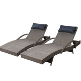 Arm Chairs & Recliners: Gardeon 2x Sun Lounge Wicker Lounger Outdoor Furniture Beach Armchair Adjustable Grey&Beige