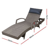 Arm Chairs & Recliners: Gardeon 2x Sun Lounge Wicker Lounger Outdoor Furniture Beach Armchair Adjustable Grey&Beige
