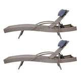 Arm Chairs & Recliners: Gardeon 2x Sun Lounge Wicker Lounger Outdoor Furniture Beach Armchair Adjustable Grey&Beige