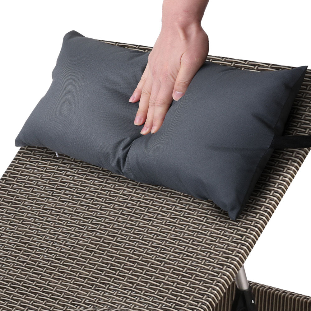 Arm Chairs & Recliners: Gardeon 2x Sun Lounge Wicker Lounger Outdoor Furniture Beach Armchair Adjustable Grey&Beige