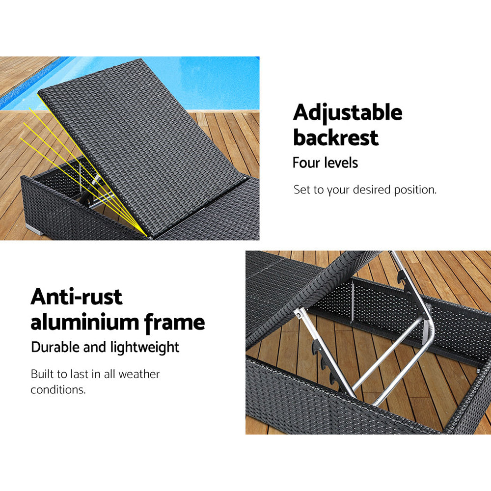 Outdoor Sofas & Lounge Sets: Gardeon Sun Lounge Wicker Lounger Outdoor Furniture Day Bed Adjustable Rattan Garden Cover
