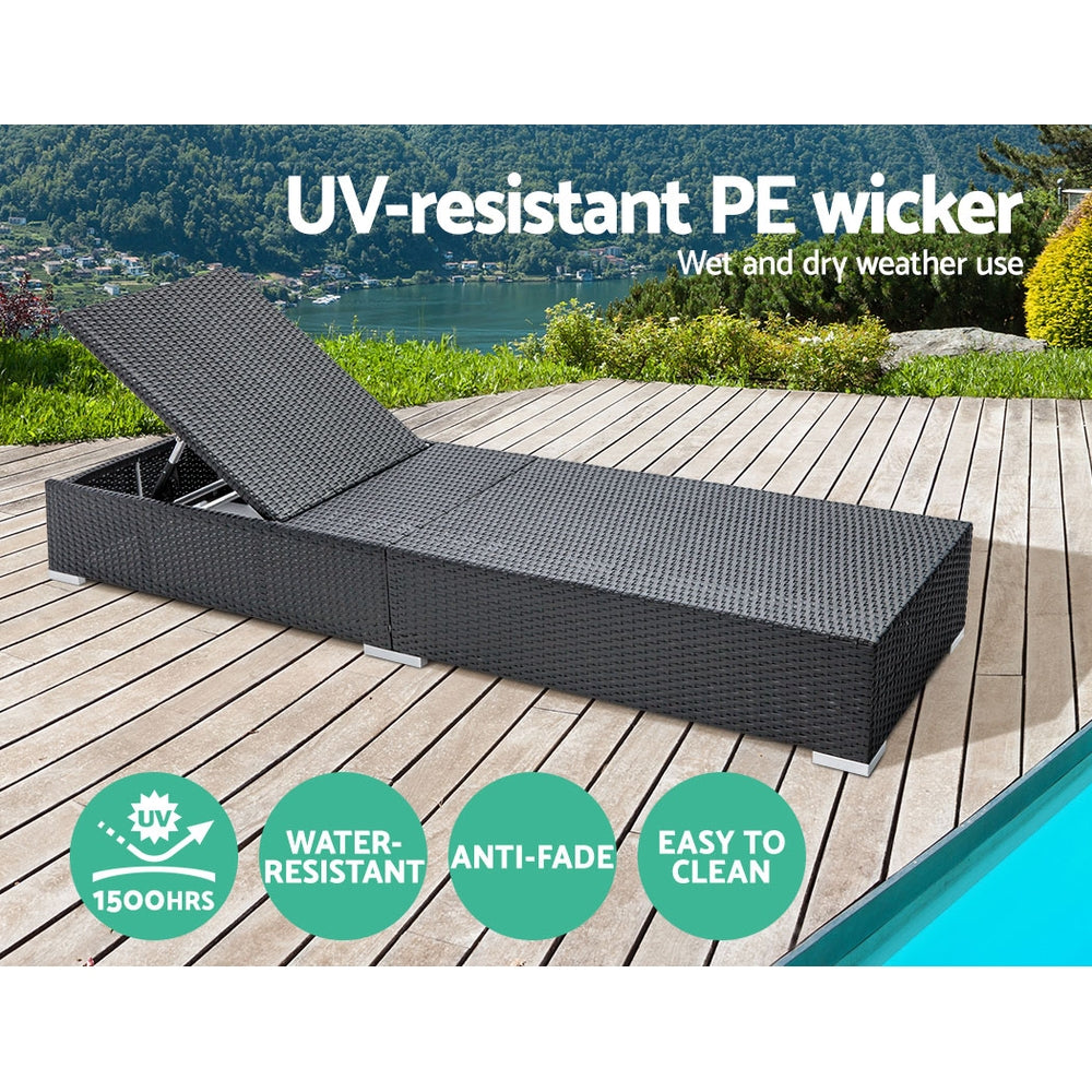 Outdoor Sofas & Lounge Sets: Gardeon Sun Lounge Wicker Lounger Outdoor Furniture Day Bed Adjustable Rattan Garden Cover