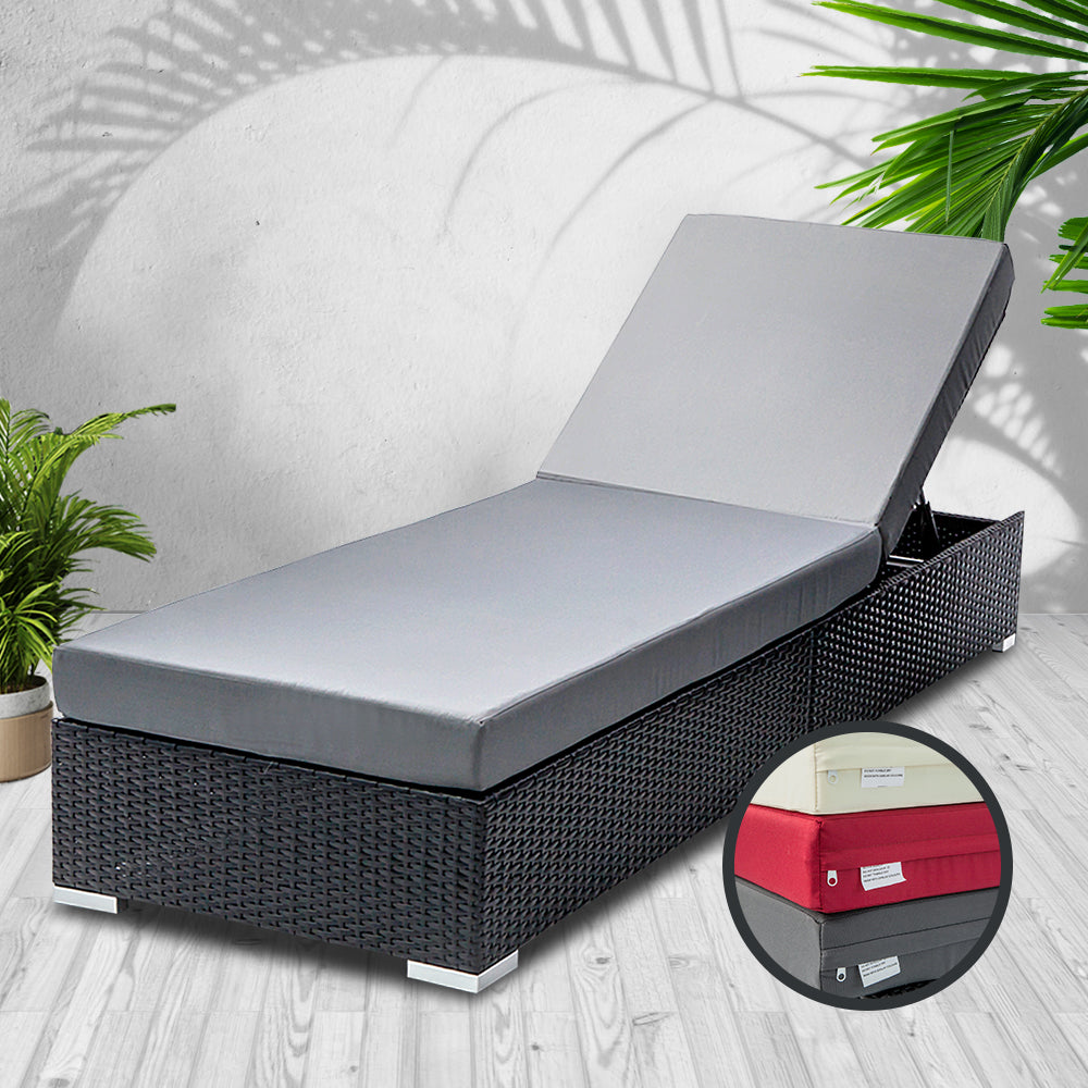 Outdoor Sofas & Lounge Sets: Gardeon Sun Lounge Wicker Lounger Outdoor Furniture Day Bed Adjustable Rattan Garden Cover