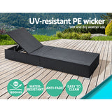 Outdoor Chairs: Gardeon 2PC Sun Lounge Wicker Lounger Outdoor Furniture Day Bed Adjustable Rattan Garden