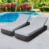 Outdoor Chairs: Gardeon 2PC Sun Lounge Wicker Lounger Outdoor Furniture Day Bed Adjustable Rattan Garden