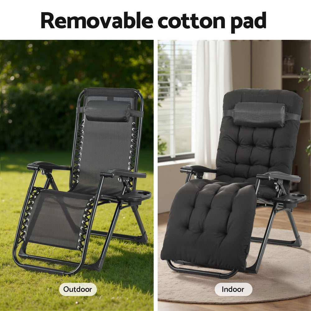 Outdoor Sofas & Lounge Sets: Gardeon Sun Lounge Lounger Folding Camping Zero Gravity Chair Outdoor Furniture
