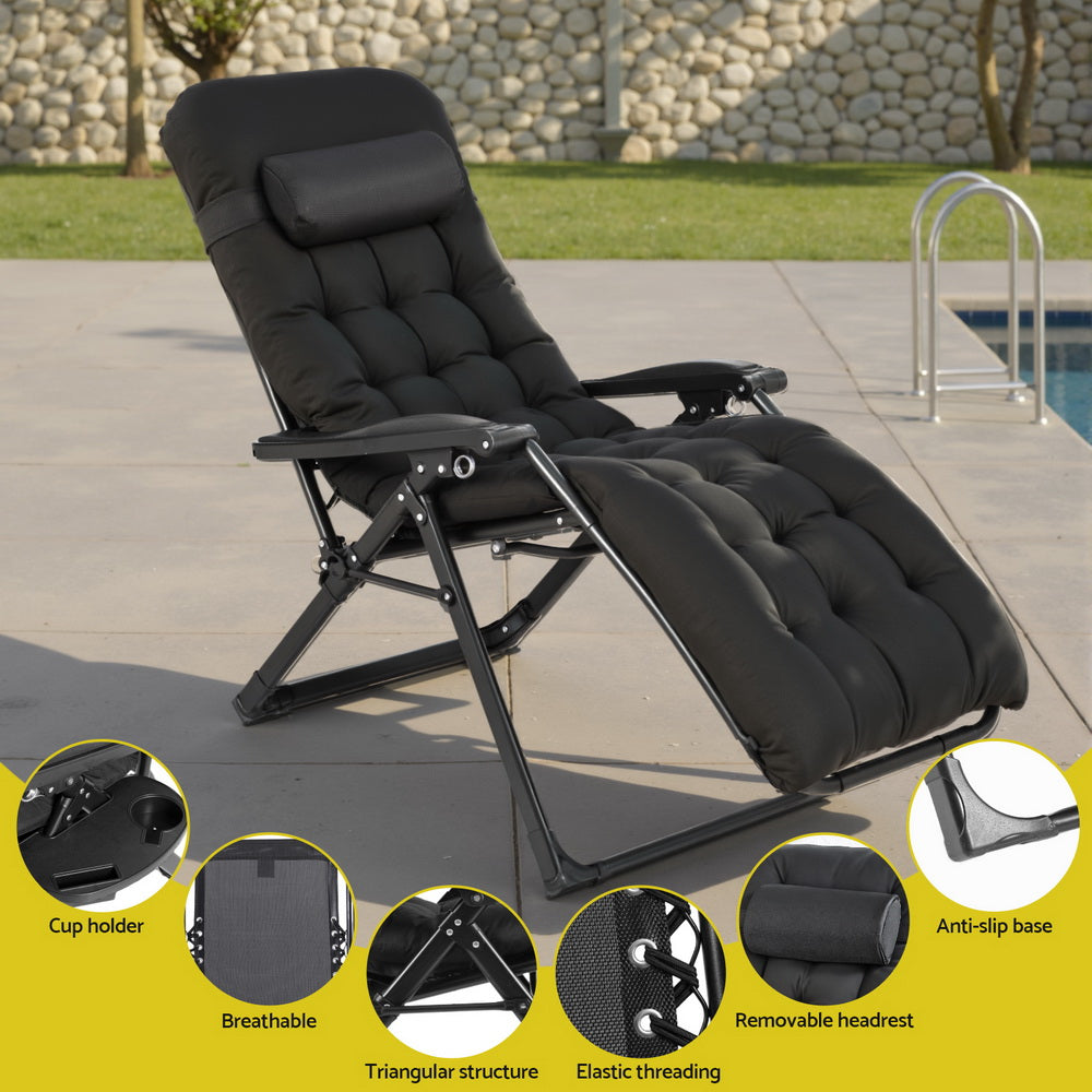 Outdoor Sofas & Lounge Sets: Gardeon Sun Lounge Lounger Folding Camping Zero Gravity Chair Outdoor Furniture