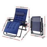 Outdoor Chairs: Gardeon Sun Lounge Lounger Folding Camping Zero Gravity Chair Outdoor Furniture XL Blue