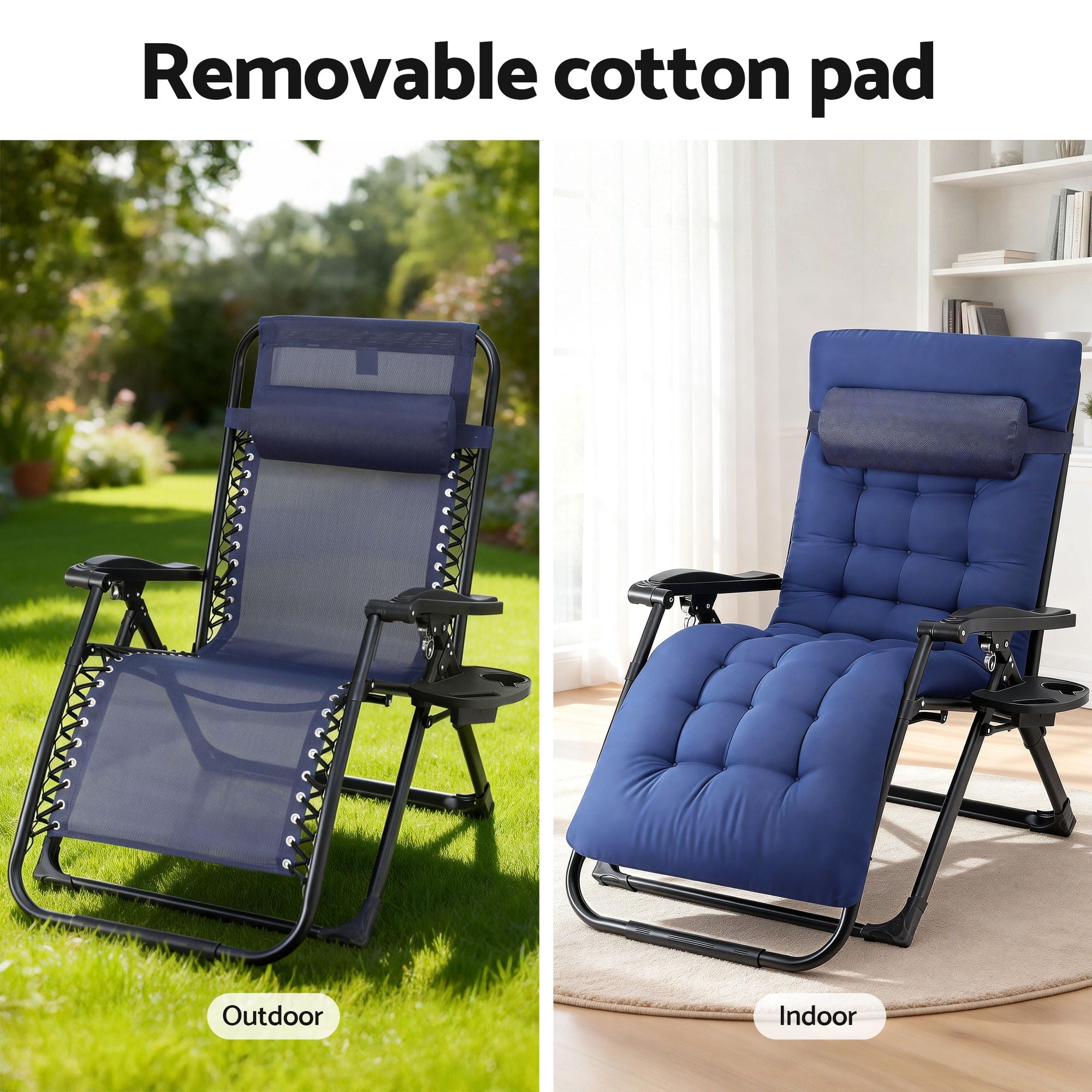 Outdoor Chairs: Gardeon Sun Lounge Lounger Folding Camping Zero Gravity Chair Outdoor Furniture XL Blue