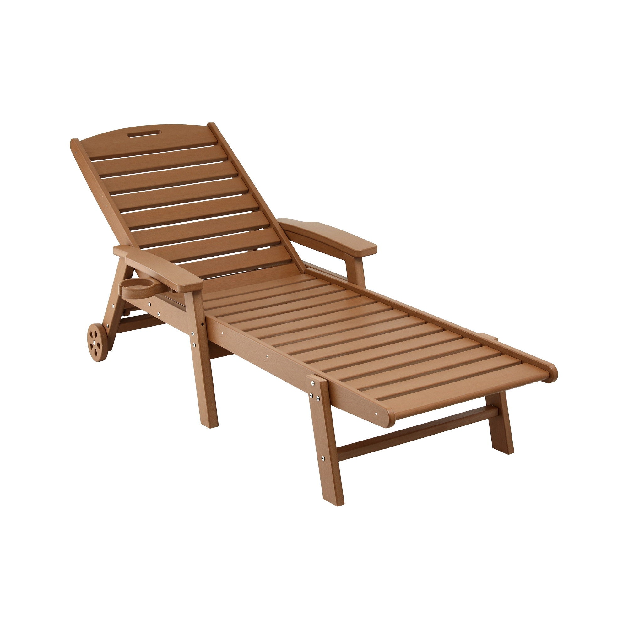 Gardeon Sun Lounge Lounger Beach Chair HDPE Patio Outdoor Furniture with Wheels Brown