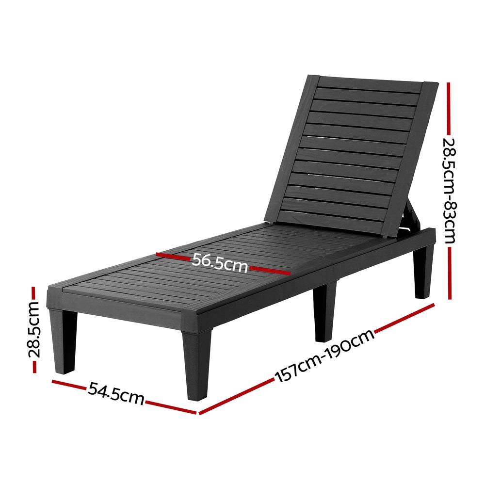 Outdoor Sofas & Lounge Sets: Gardeon Sun Lounge Adjustable Recliner Patio Outdoor Furniture Lightweight Black