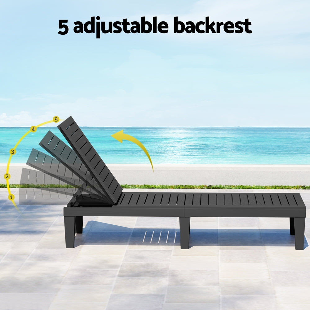 Outdoor Sofas & Lounge Sets: Gardeon Sun Lounge Adjustable Recliner Patio Outdoor Furniture Lightweight Black