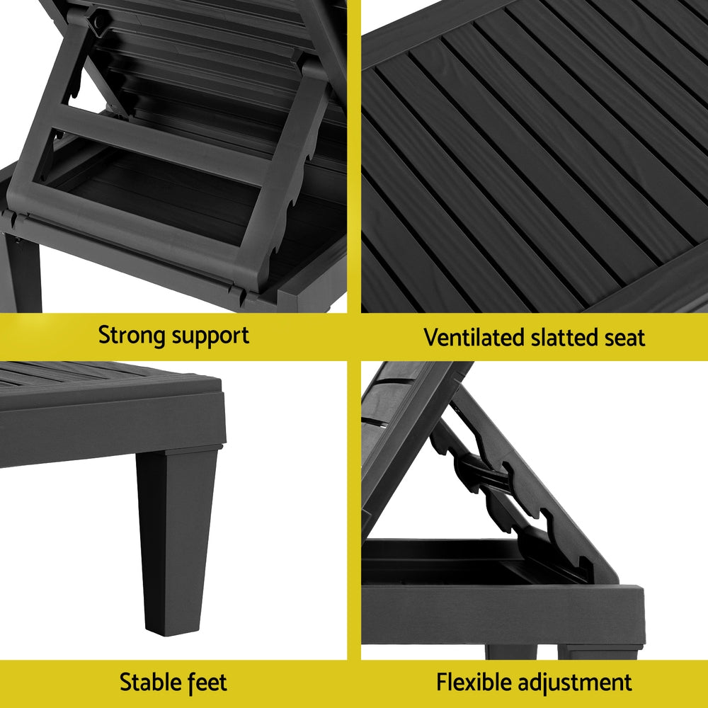 Outdoor Sofas & Lounge Sets: Gardeon Sun Lounge Adjustable Recliner Patio Outdoor Furniture Lightweight Black