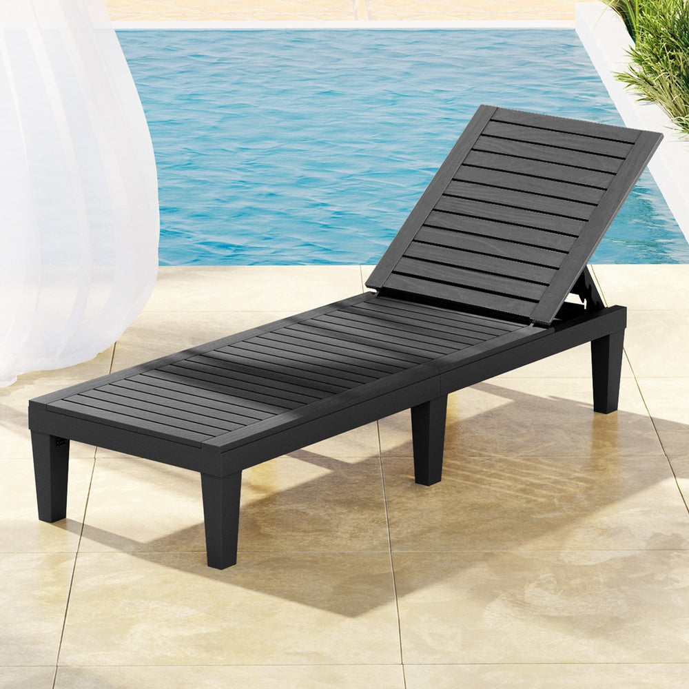 Outdoor Sofas & Lounge Sets: Gardeon Sun Lounge Adjustable Recliner Patio Outdoor Furniture Lightweight Black