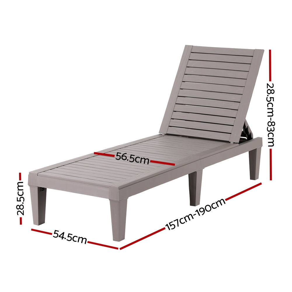Outdoor Sofas & Lounge Sets: Gardeon Sun Lounge Adjustable Recliner Patio Outdoor Furniture Lightweight Brown