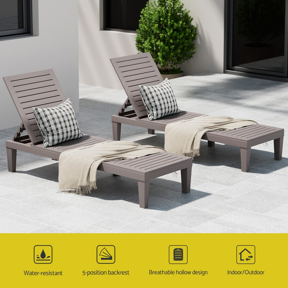 Outdoor Sofas & Lounge Sets: Gardeon Sun Lounge Adjustable Recliner Patio Outdoor Furniture Lightweight Brown
