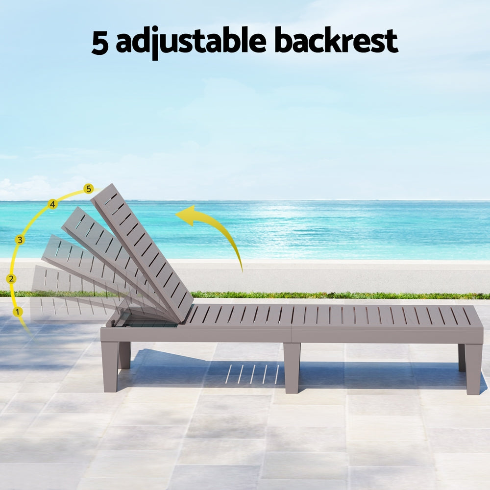 Outdoor Sofas & Lounge Sets: Gardeon Sun Lounge Adjustable Recliner Patio Outdoor Furniture Lightweight Brown
