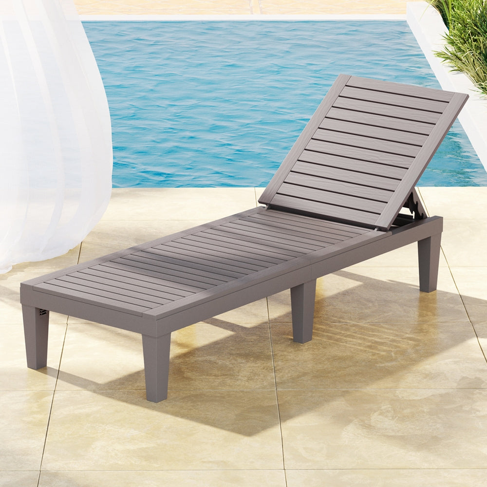 Outdoor Sofas & Lounge Sets: Gardeon Sun Lounge Adjustable Recliner Patio Outdoor Furniture Lightweight Brown