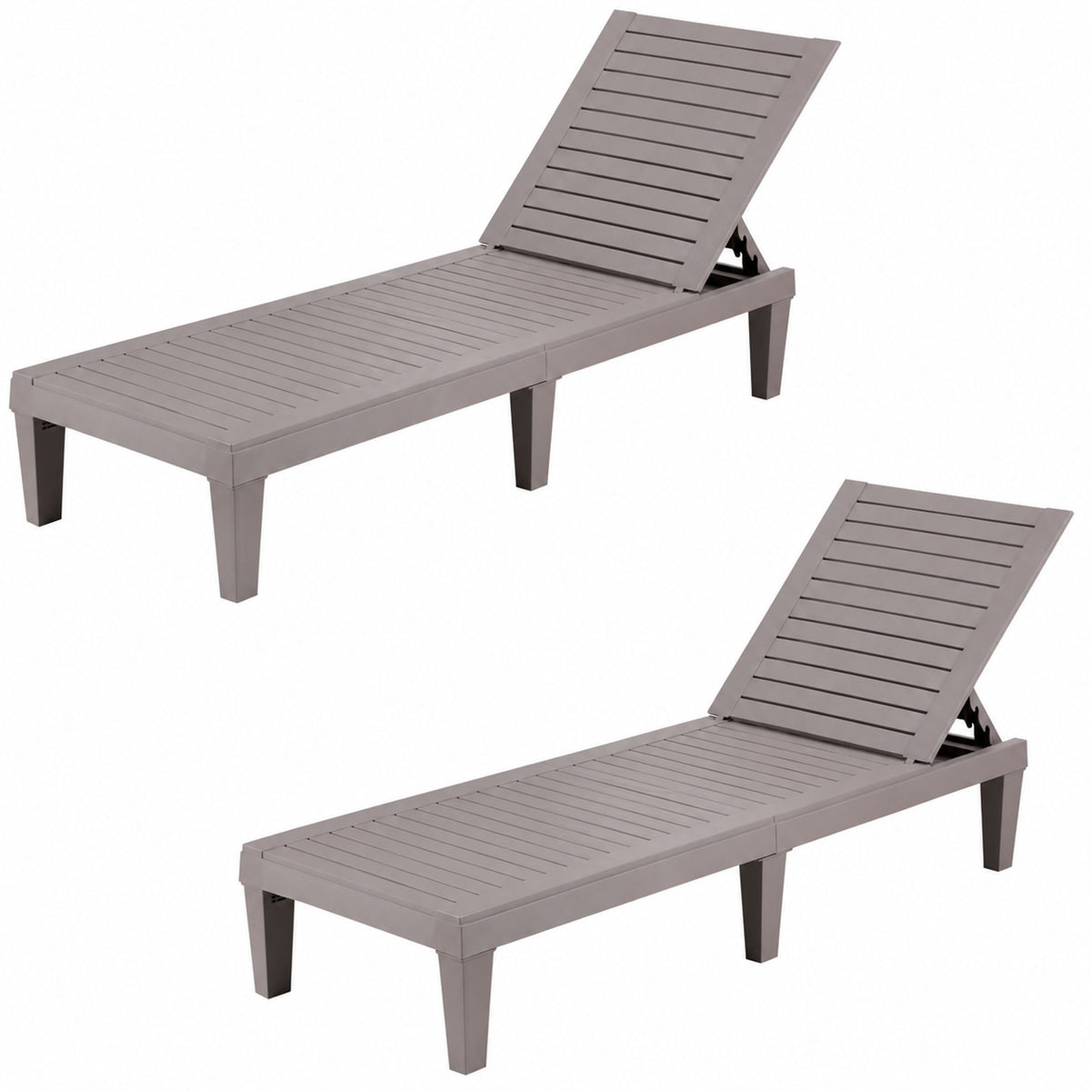 Set of 2 Gardeon Sun Lounge Adjustable Recliner Patio Outdoor Furniture Lightweight Brown