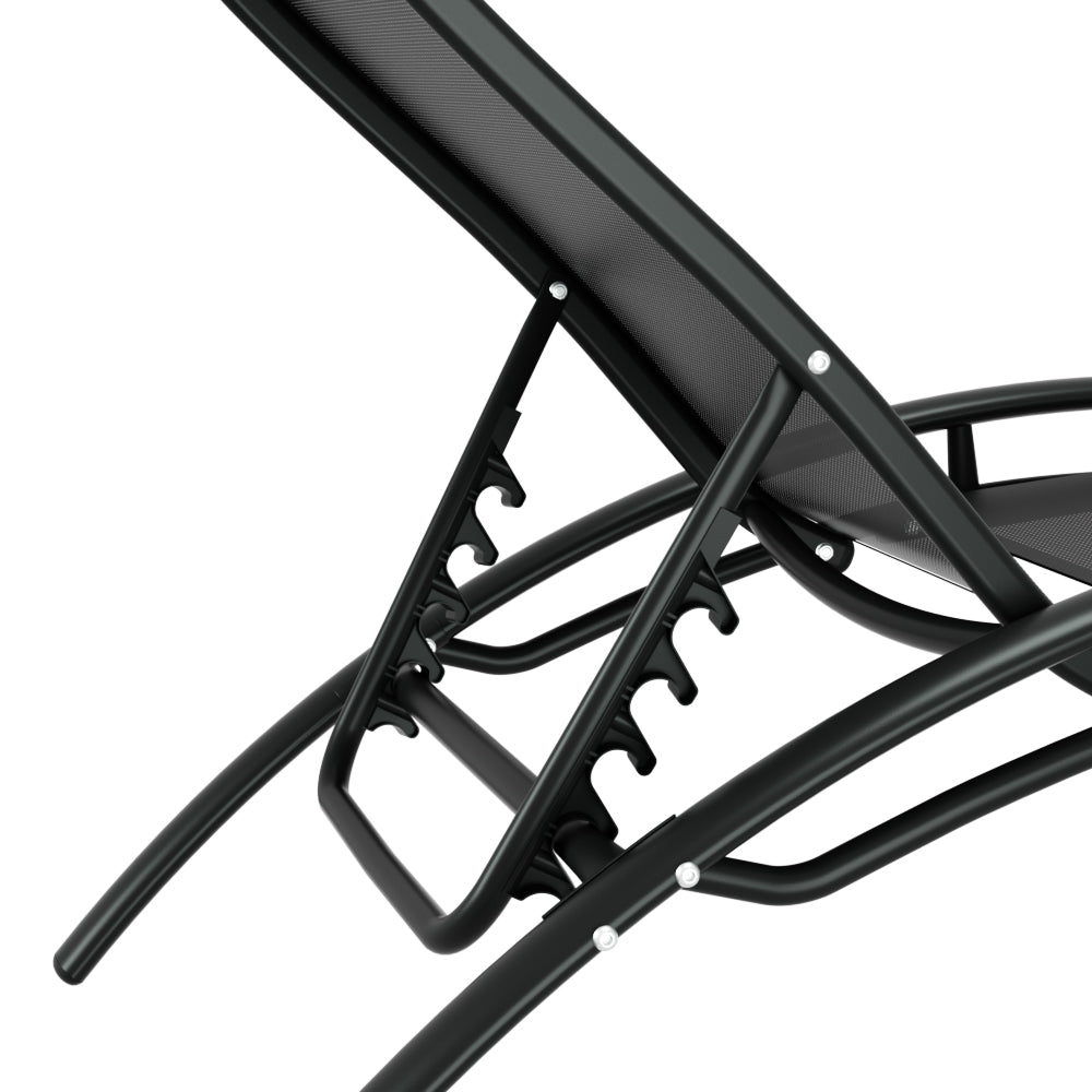 Outdoor Chairs: Gardeon 3PC Sun Lounge Outdoor Lounger Steel Table Chairs Patio Furniture Garden