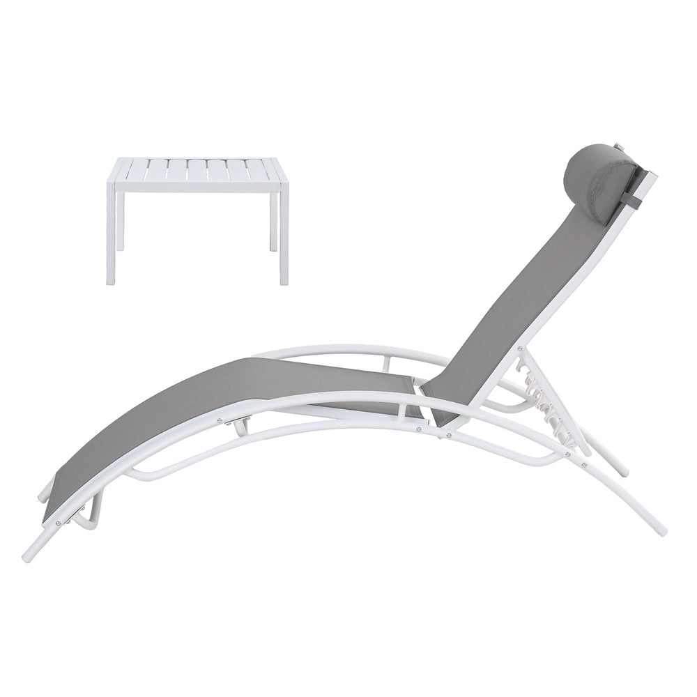 Outdoor Sofas & Lounge Sets: Gardeon 3PC Sun Lounge Outdoor Lounger Table Chairs Steel Patio Furniture Garden
