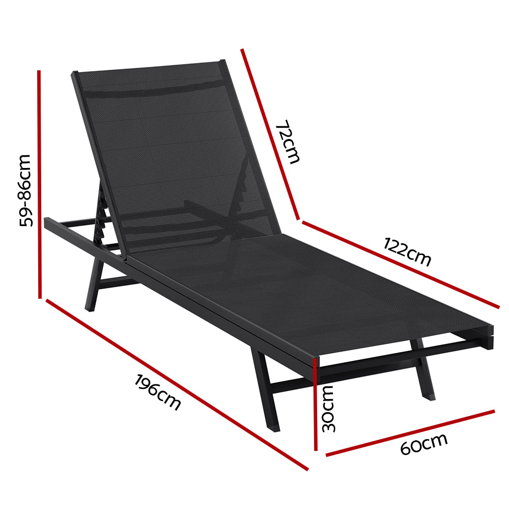Outdoor Sofas & Lounge Sets: Gardeon Sun Lounge Outdoor Lounger Steel Beach Chair Patio Furniture Black