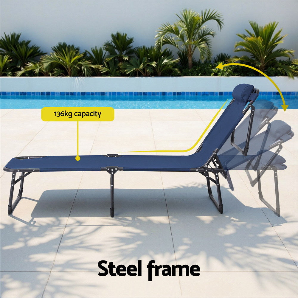Outdoor Chairs: Gardeon Sun Lounger Folding Lounge Beach Chair Patio Outdoor Furniture