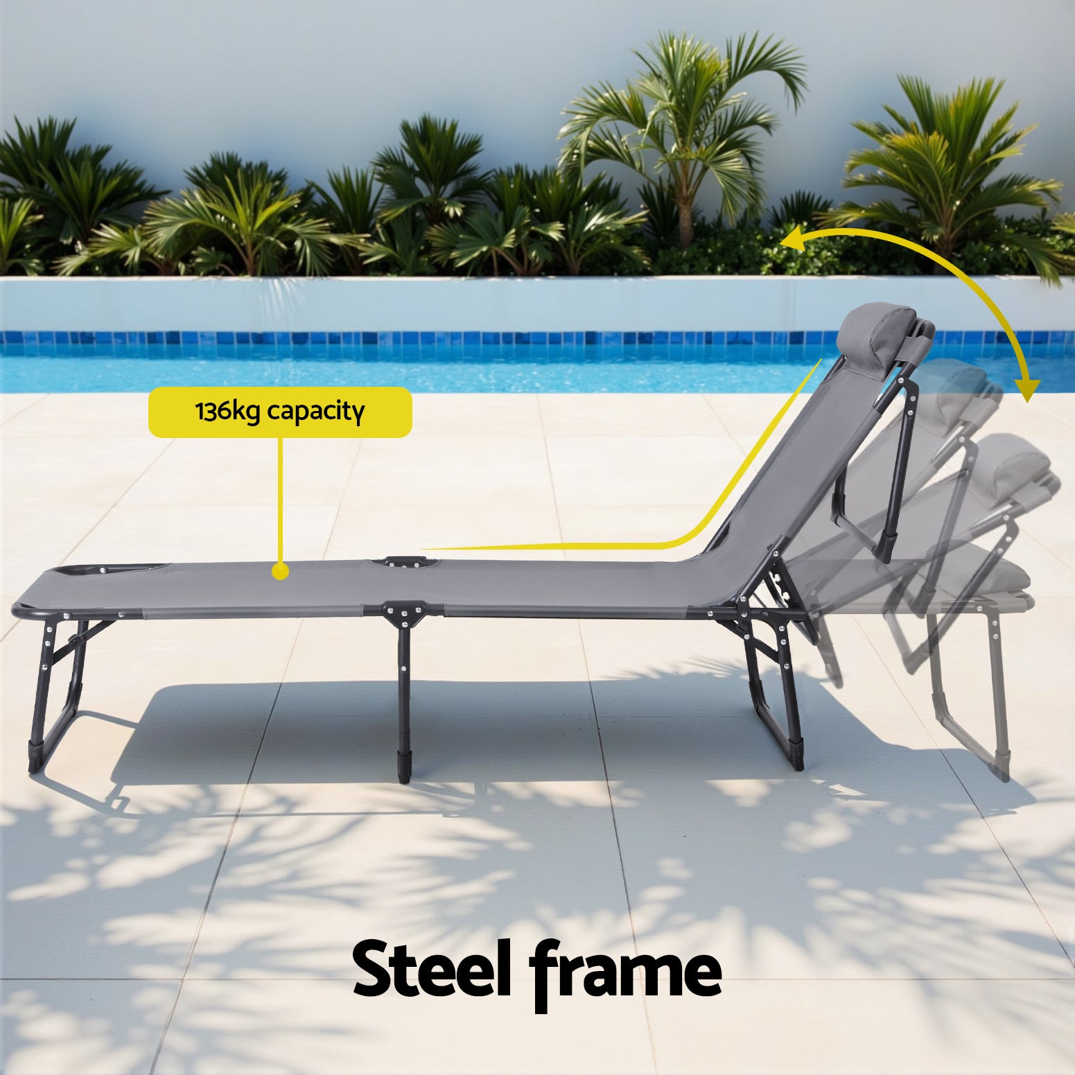 Outdoor Sofas & Lounge Sets: Gardeon Sun Lounger Folding Lounge Beach Chair Patio Outdoor Furniture