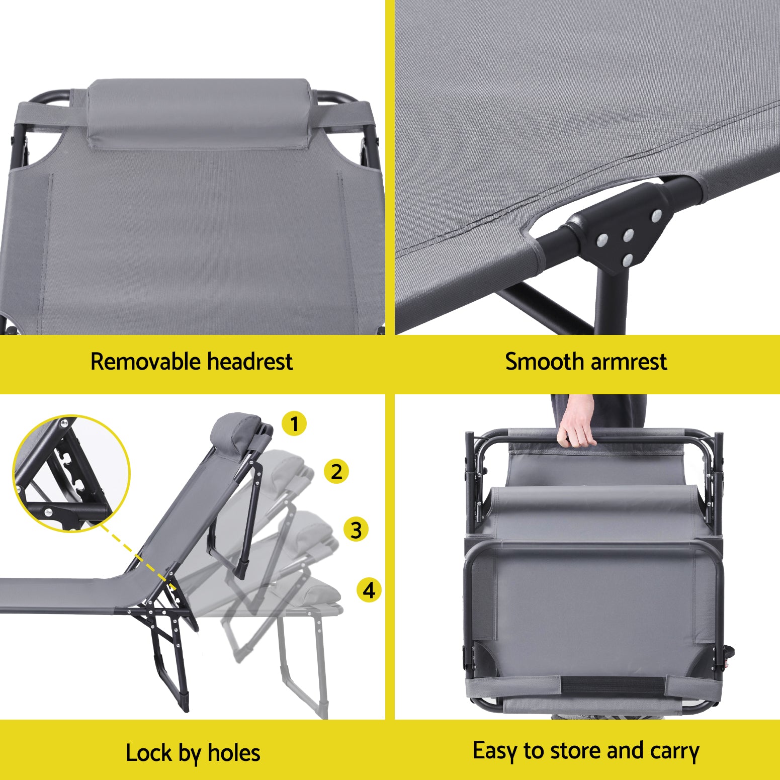 Outdoor Sofas & Lounge Sets: Gardeon Sun Lounger Folding Lounge Beach Chair Patio Outdoor Furniture
