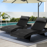 Outdoor Sofas & Lounge Sets: Gardeon 2PC Sun Lounge Wicker Lounger Outdoor Furniture Beach Chair Garden Adjustable Black