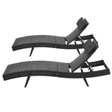 Outdoor Sofas & Lounge Sets: Gardeon 2PC Sun Lounge Wicker Lounger Outdoor Furniture Beach Chair Garden Adjustable Black
