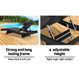 Outdoor Sofas & Lounge Sets: Gardeon 2PC Sun Lounge Wicker Lounger Outdoor Furniture Beach Chair Garden Adjustable Black