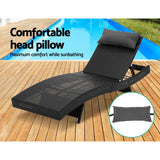 Outdoor Sofas & Lounge Sets: Gardeon 2PC Sun Lounge Wicker Lounger Outdoor Furniture Beach Chair Garden Adjustable Black
