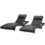 Outdoor Sofas & Lounge Sets: Gardeon 2PC Sun Lounge Wicker Lounger Outdoor Furniture Beach Chair Garden Adjustable Black