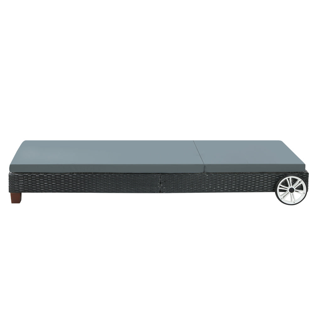 Outdoor Sofas & Lounge Sets: Gardeon Sun Lounge Wicker Lounger Outdoor Furniture Day Bed Wheels Patio Black