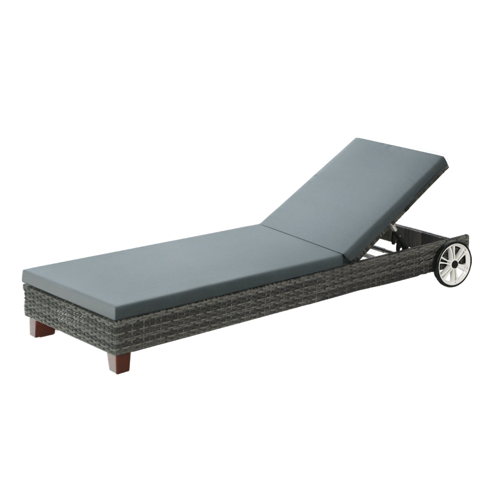 Outdoor Sofas & Lounge Sets: Gardeon Sun Lounge Wicker Lounger Outdoor Furniture Day Bed Wheels Patio Grey