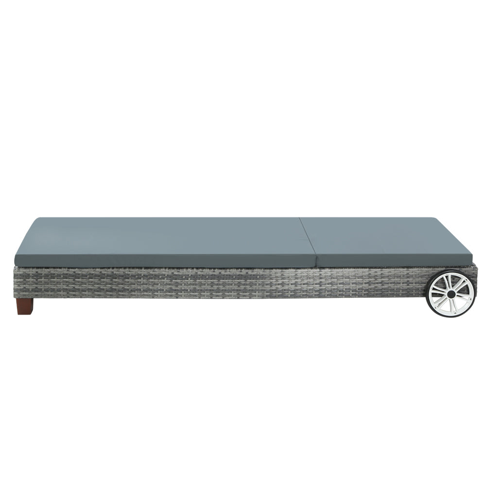 Outdoor Sofas & Lounge Sets: Gardeon Sun Lounge Wicker Lounger Outdoor Furniture Day Bed Wheels Patio Grey