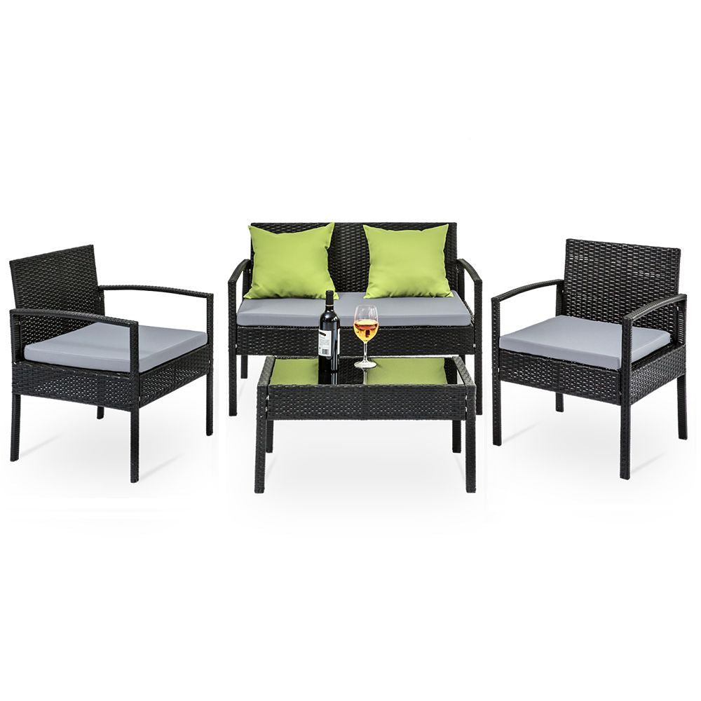 Outdoor Chairs: Gardeon Outdoor Sofa Set Wicker Lounge Setting Table and Chairs Patio Furniture