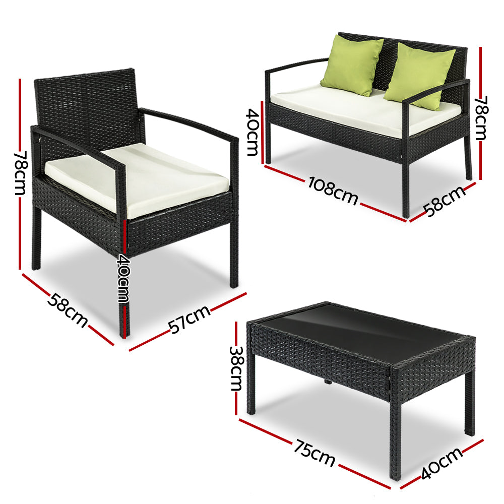 Outdoor Chairs: Gardeon Outdoor Sofa Set Wicker Lounge Setting Table and Chairs Patio Furniture