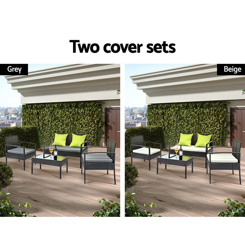 Outdoor Chairs: Gardeon Outdoor Sofa Set Wicker Lounge Setting Table and Chairs Patio Furniture